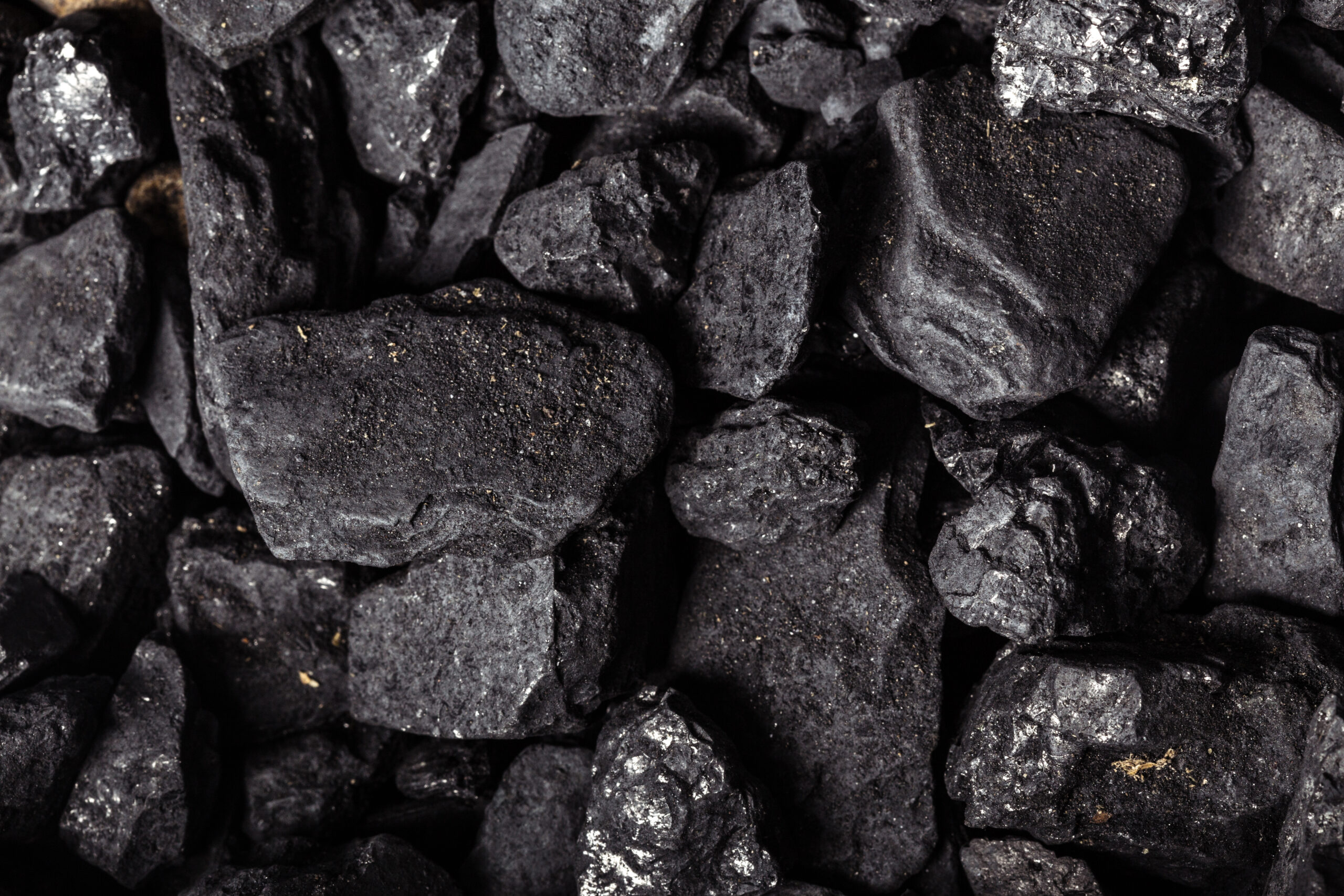 Close-up of a pile of coal rocks.