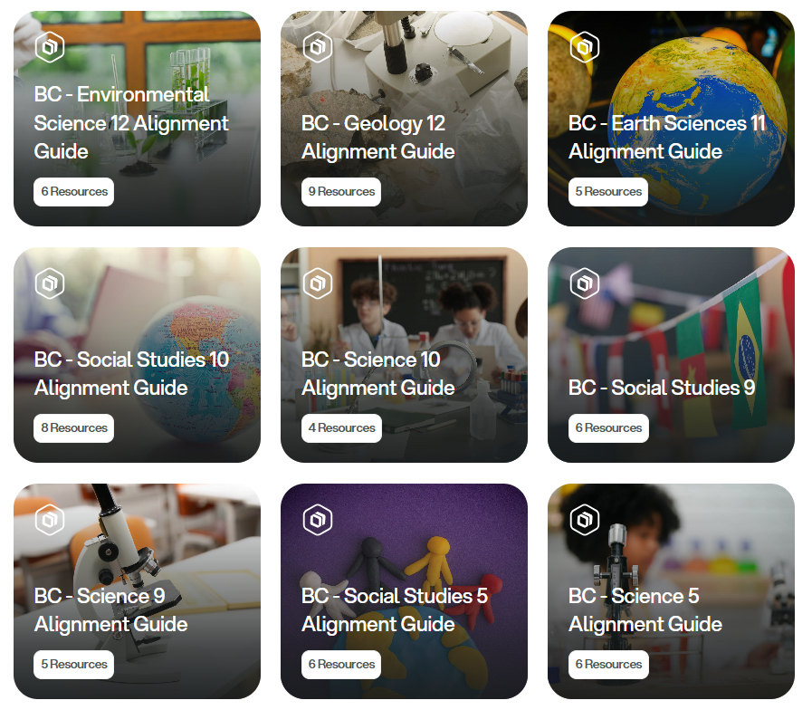 Nine images of British Columbia Curriculum Guides